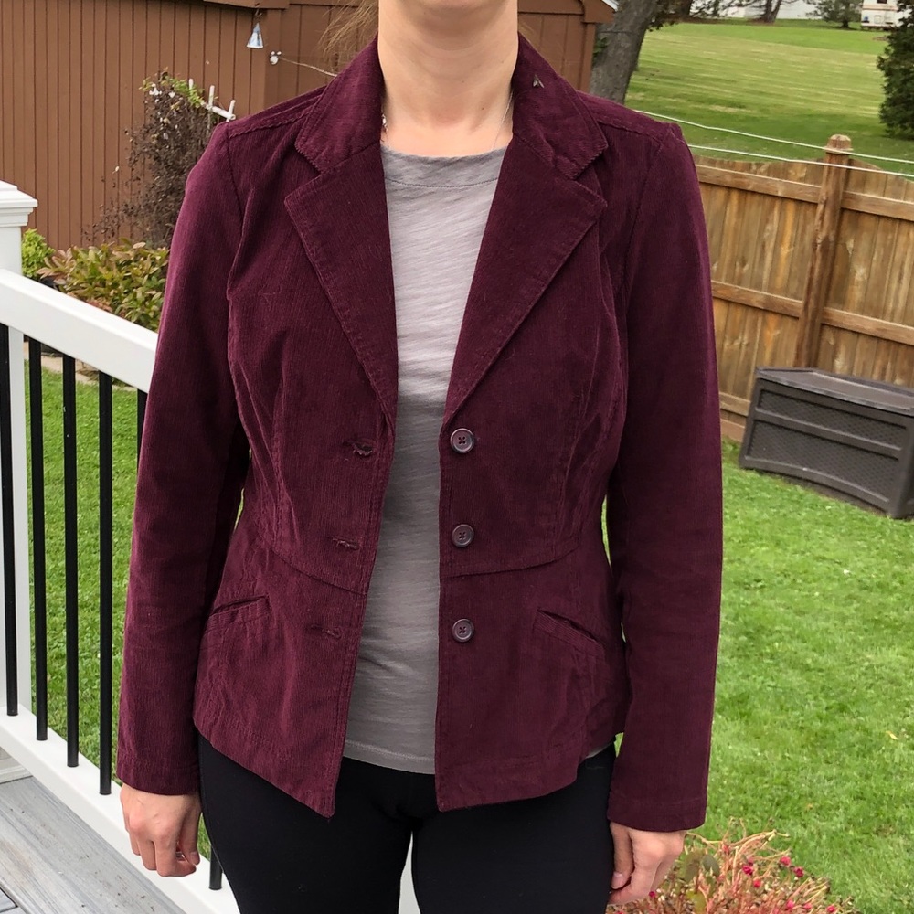 St. John’s Bay maroon corduroy blazer Sz MP - Picture 10 of 11